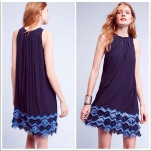 Women’s Anthropologie Maeve Festivity Swing Navy Dress- Size 2